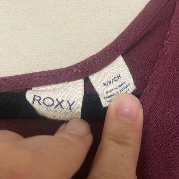 Roxy EUC burgundy long sleeve crochet trim babydoll 100% viscose mini dress S - Picture 4 of 9